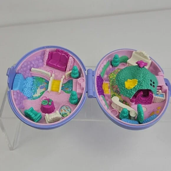 Polly Pocket Bluebird Vintage 1995 Unicorn Horse Meadow Purple Compact Only - Picture 3 of 12